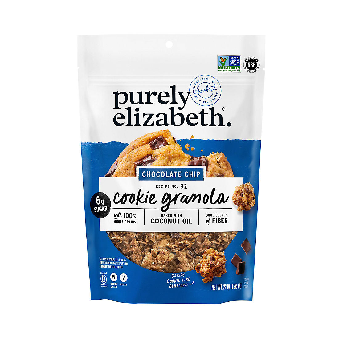 Purely Elizabeth Chocolate Chip Cookie Granola, 22 oz