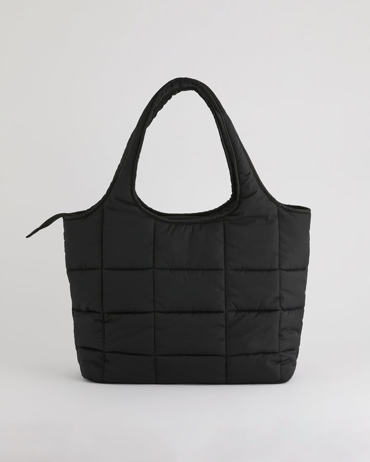 Quilted Nylon Shoulder Bag - Black