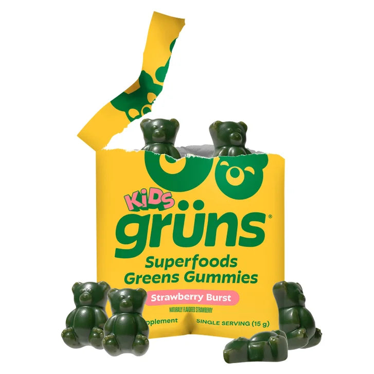 Kids Grüns Superfood Greens Strawberry Burst Flavored Gummies, 35 Daily Packs