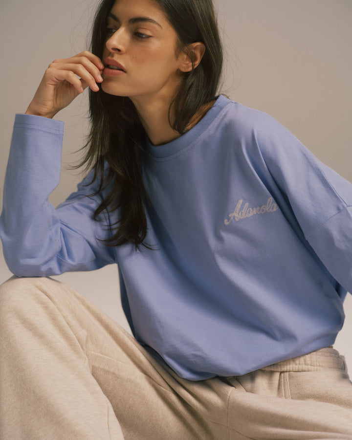 Signature Long Sleeve Drop Shoulder T-shirt - Washed Lavender