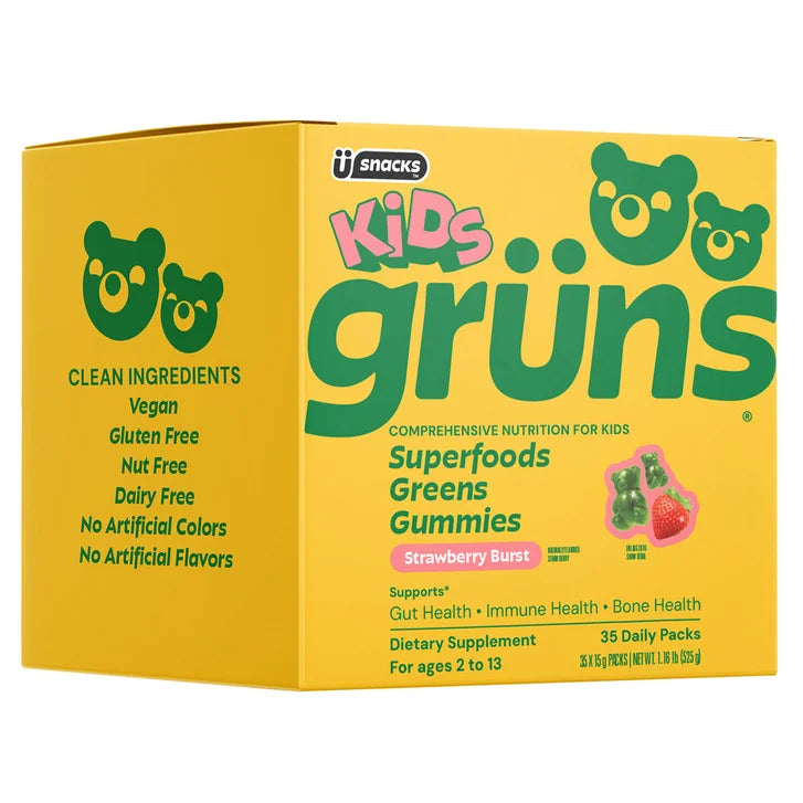 Kids Grüns Superfood Greens Strawberry Burst Flavored Gummies, 35 Daily Packs